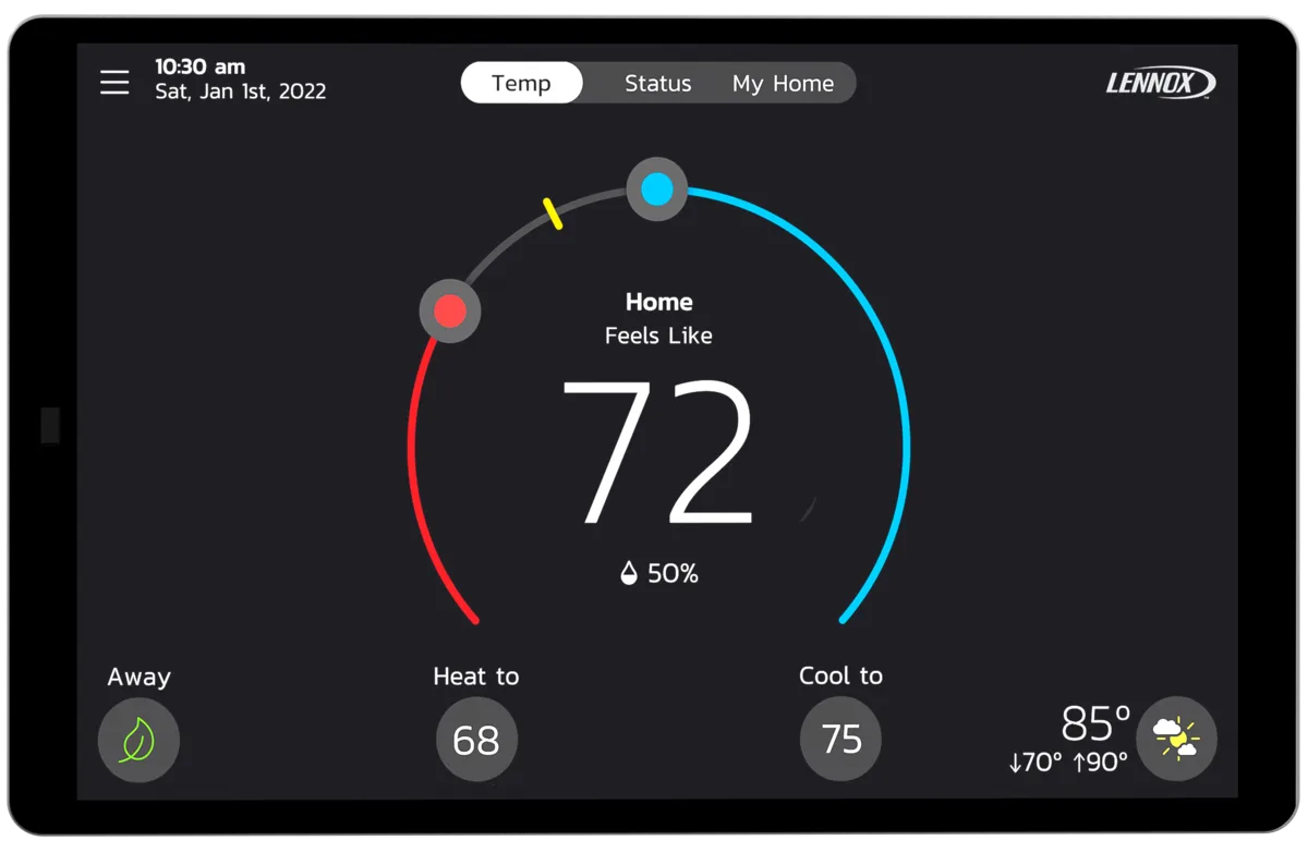 Lennox smart thermostat product image for Broward County HVAC control planning.